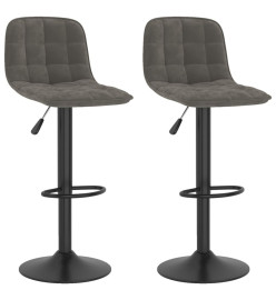 Tabourets de bar lot de 2 gris foncé velours