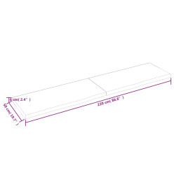 Étagère murale gris foncé 220x50x6 cm bois chêne massif traité