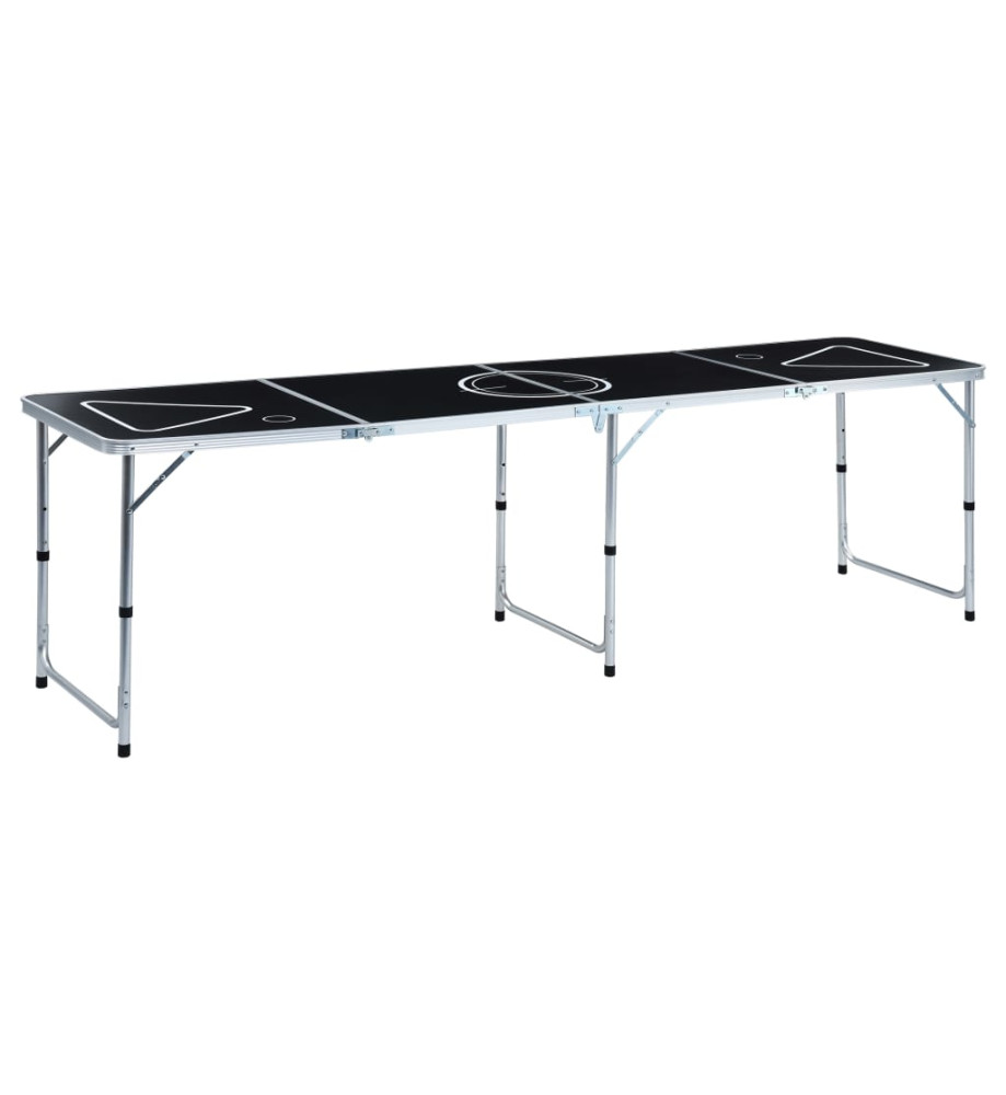 Table de bière-pong pliable 240 cm Noir