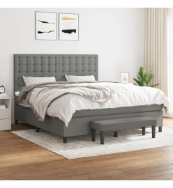 Lit à sommier tapissier avec matelas Gris foncé 180x200cm Tissu