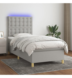 Sommier tapissier avec matelas et LED Gris clair 90x190cm Tissu