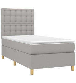 Sommier tapissier avec matelas et LED Gris clair 90x190cm Tissu