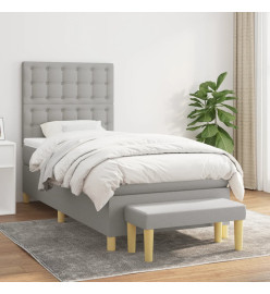 Lit à sommier tapissier et matelas Gris clair 90x190 cm Tissu