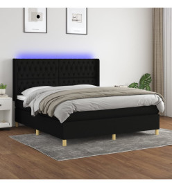 Sommier tapissier avec matelas et LED Noir 180x200 cm Tissu