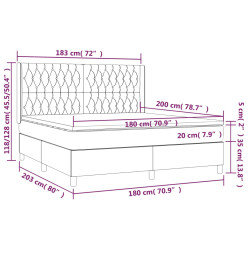 Sommier tapissier avec matelas et LED Noir 180x200 cm Tissu