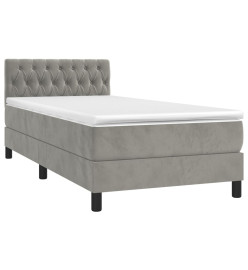 Lit à sommier tapissier et matelas Gris clair 90x200 cm Velours
