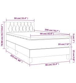 Lit à sommier tapissier et matelas Gris clair 90x200 cm Velours