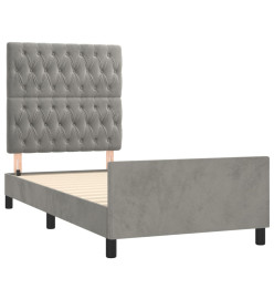 Cadre de lit avec tête de lit Gris clair 90x200 cm Velours