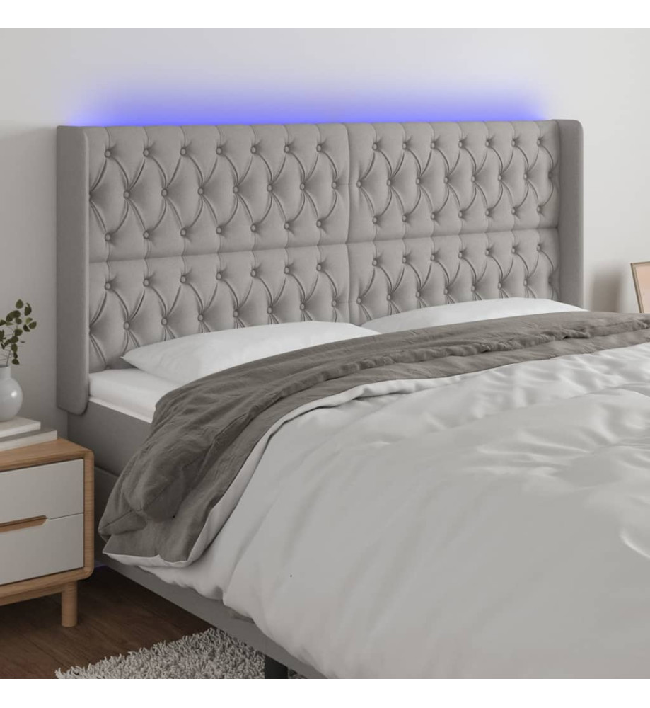 Tête de lit à LED Gris clair 183x16x118/128 cm Tissu Tête de lit à LED Gris clair 183x16x118/128 cm Tissu
