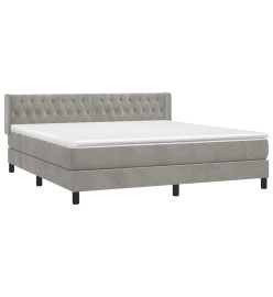 Lit à sommier tapissier et matelas Gris clair 180x200cm Velours