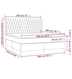 Lit à sommier tapissier avec matelas Gris clair 180x200cm Tissu