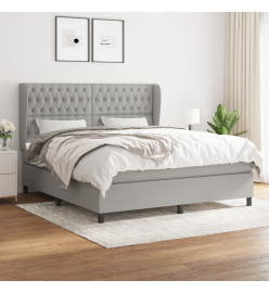 Lit à sommier tapissier avec matelas Gris clair 180x200cm Tissu