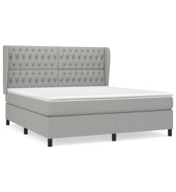 Lit à sommier tapissier avec matelas Gris clair 180x200cm Tissu