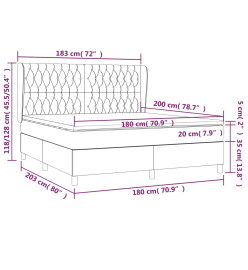 Lit à sommier tapissier avec matelas Gris clair 180x200cm Tissu