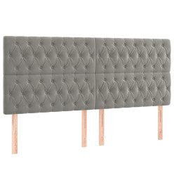 Têtes de lit 4 pcs Gris clair 90x7x78/88 cm Velours