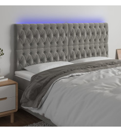 Tête de lit à LED Gris clair 180x7x118/128 cm Velours
