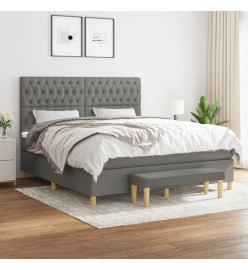 Lit à sommier tapissier avec matelas Gris foncé 180x200cm Tissu