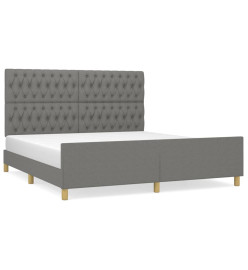 Cadre de lit avec tête de lit Gris foncé 180 x 200 cm Tissu