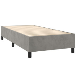 Lit à sommier tapissier et matelas Gris clair 90x190 cm Velours