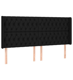 Tête de lit avec oreilles Noir 203x16x118/128 cm Tissu