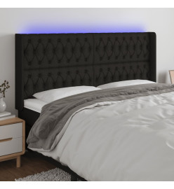 Tête de lit à LED Noir 203x16x118/128 cm Tissu