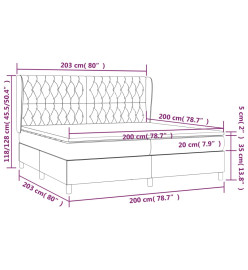 Lit à sommier tapissier avec matelas Noir 200x200 cm Tissu