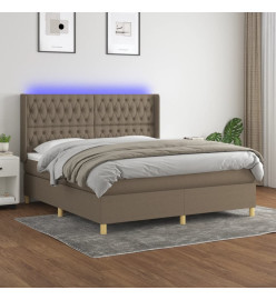 Sommier tapissier avec matelas et LED Taupe 180x200 cm Tissu