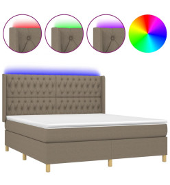 Sommier tapissier avec matelas et LED Taupe 180x200 cm Tissu