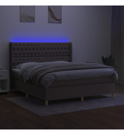 Sommier tapissier avec matelas et LED Taupe 180x200 cm Tissu
