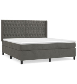 Lit à sommier tapissier et matelas Gris foncé 180x200cm Velours