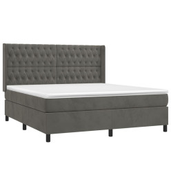 Lit à sommier tapissier et matelas Gris foncé 180x200cm Velours