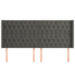 Tête de lit avec oreilles Gris foncé 183x16x118/128 cm Velours