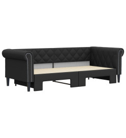 Lit de jour avec lit gigogne noir 90x200 cm similicuir