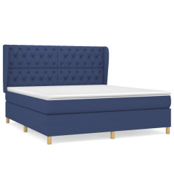 Lit à sommier tapissier avec matelas Bleu 160x200 cm Tissu