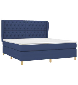 Lit à sommier tapissier avec matelas Bleu 160x200 cm Tissu