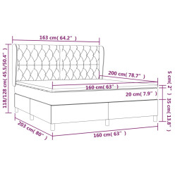 Lit à sommier tapissier avec matelas Bleu 160x200 cm Tissu