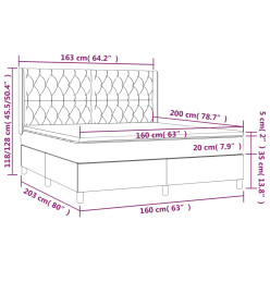 Sommier tapissier avec matelas et LED Bleu 160x200 cm Tissu