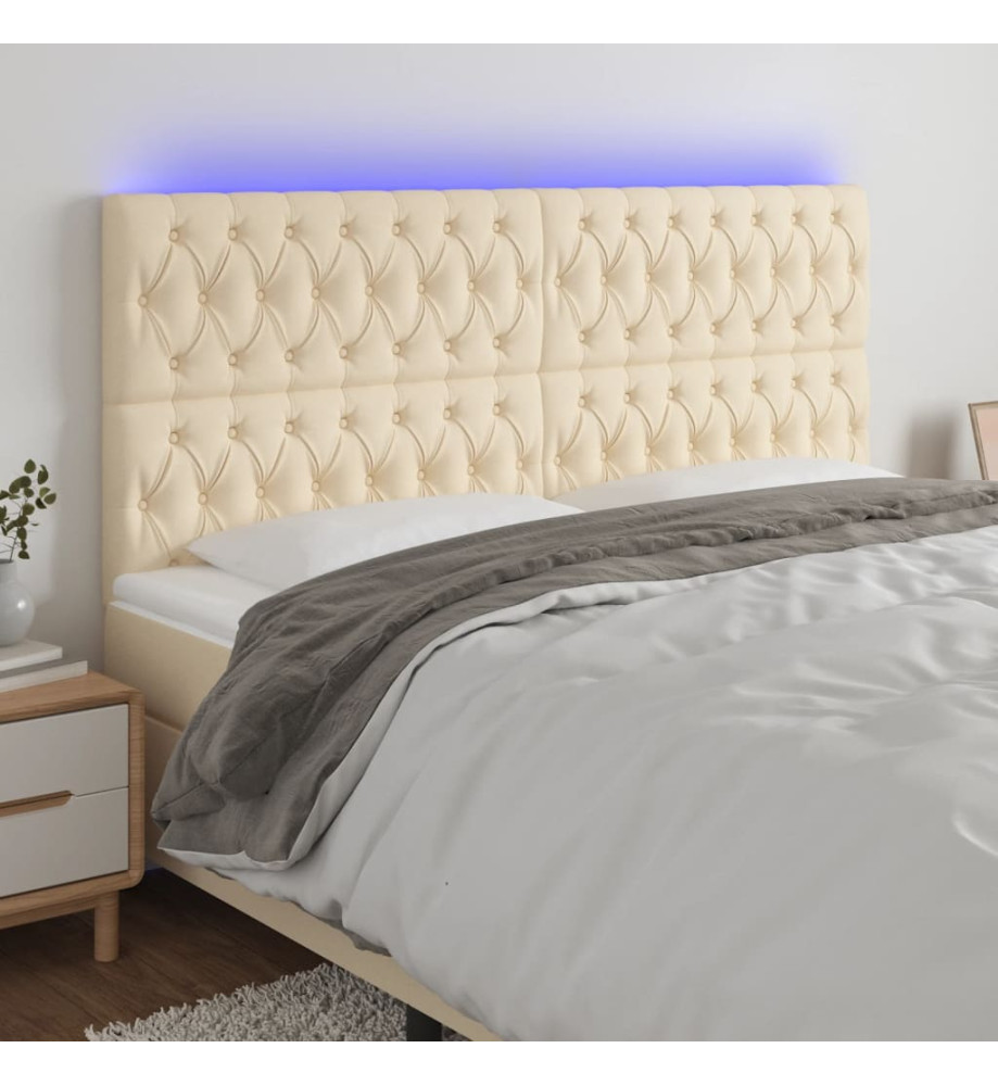 Tête de lit à LED Crème 180x7x118/128 cm Tissu Tête de lit à LED Crème 180x7x118/128 cm Tissu
