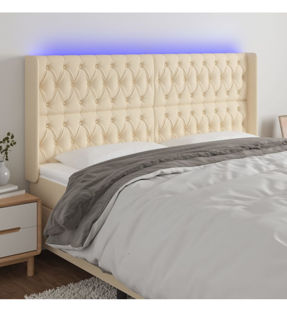 Tête de lit à LED Crème 183x16x118/128 cm Tissu Tête de lit à LED Crème 183x16x118/128 cm Tissu