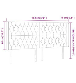 Tête de lit à LED Crème 183x16x118/128 cm Tissu