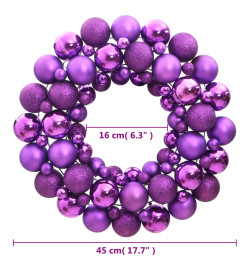 Couronne de Noël violet 45 cm polystyrène