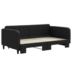 Lit de jour avec lit gigogne noir 90x190 cm tissu