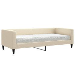 Lit de jour avec matelas crème 90x200 cm tissu
