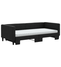 Lit de jour avec gigogne et matelas noir 90x190 cm tissu