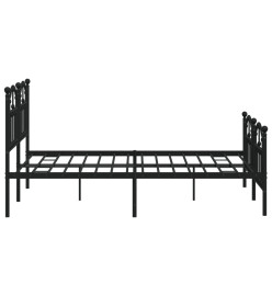 Cadre de lit métal avec tête de lit/pied de lit noir 140x190 cm