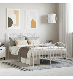 Cadre de lit métal avec tête de lit/pied de lit blanc 120x200cm