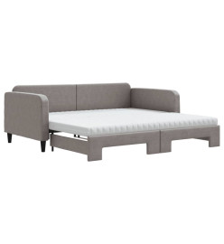 Lit de jour avec gigogne et matelas gris foncé 100x200 cm tissu