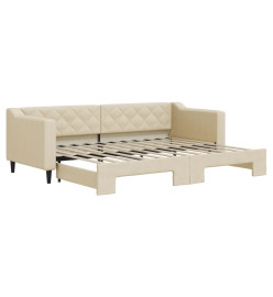 Lit de jour avec lit gigogne crème 80x200 cm tissu
