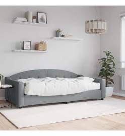 Lit de jour avec matelas gris clair 100x200 cm tissu