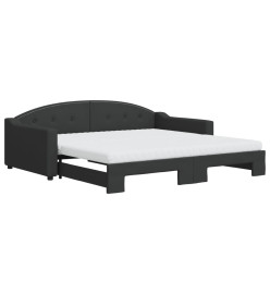 Lit de jour avec gigogne et matelas noir 100x200 cm tissu